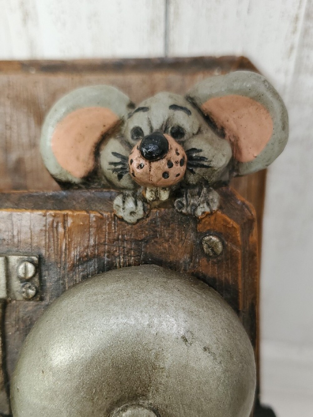 Vintage Rare Juta Sangthaweep 1974 Wall Crank Telephone Memo Holder Mouse Accent - Picture 7 of 12